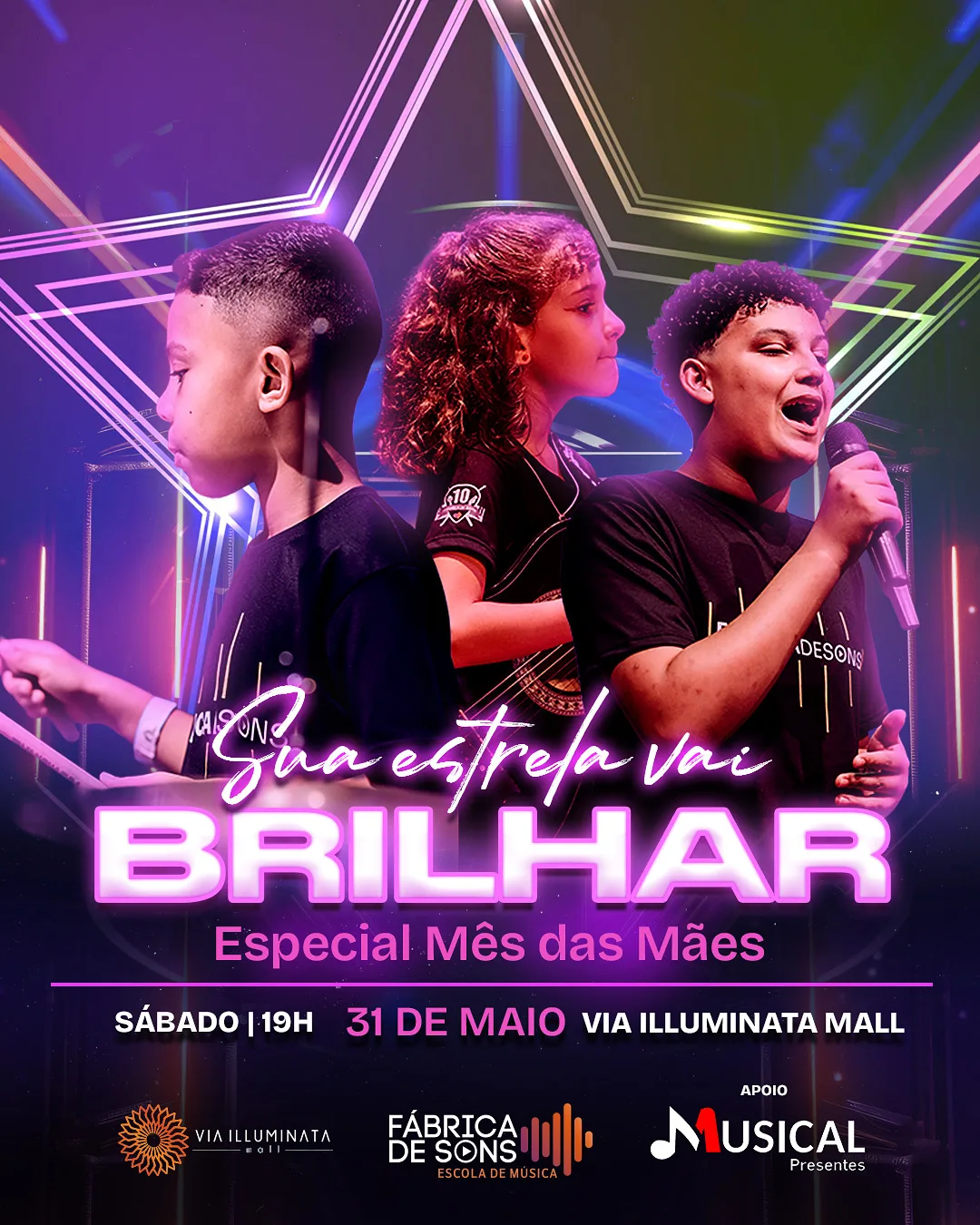 NESTE SÁBADO, A FÁBRICA DE SONS REALIZA ESPETÁCULO GRATUITO EM HOMENAGEM AO MÊS DAS MÃES NO VIA ILLUMINATA MALL