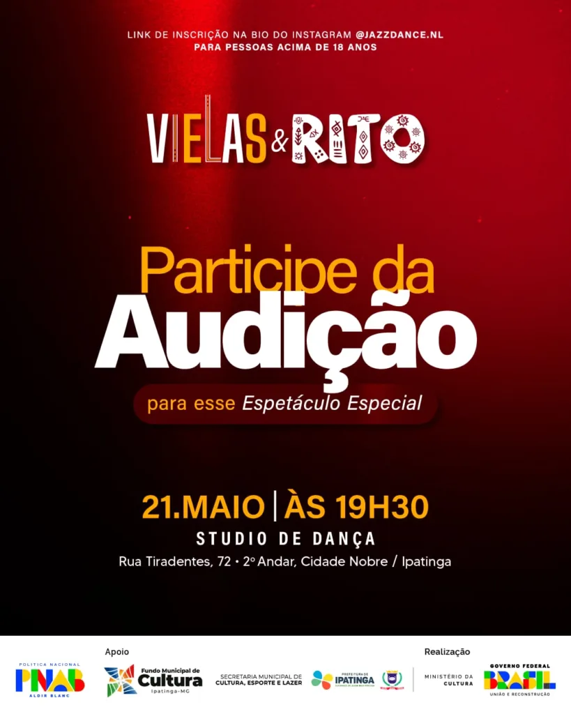 AUDIÇÃO PARA ESPETÁCULO DE DANÇA: VIELAS & RITO